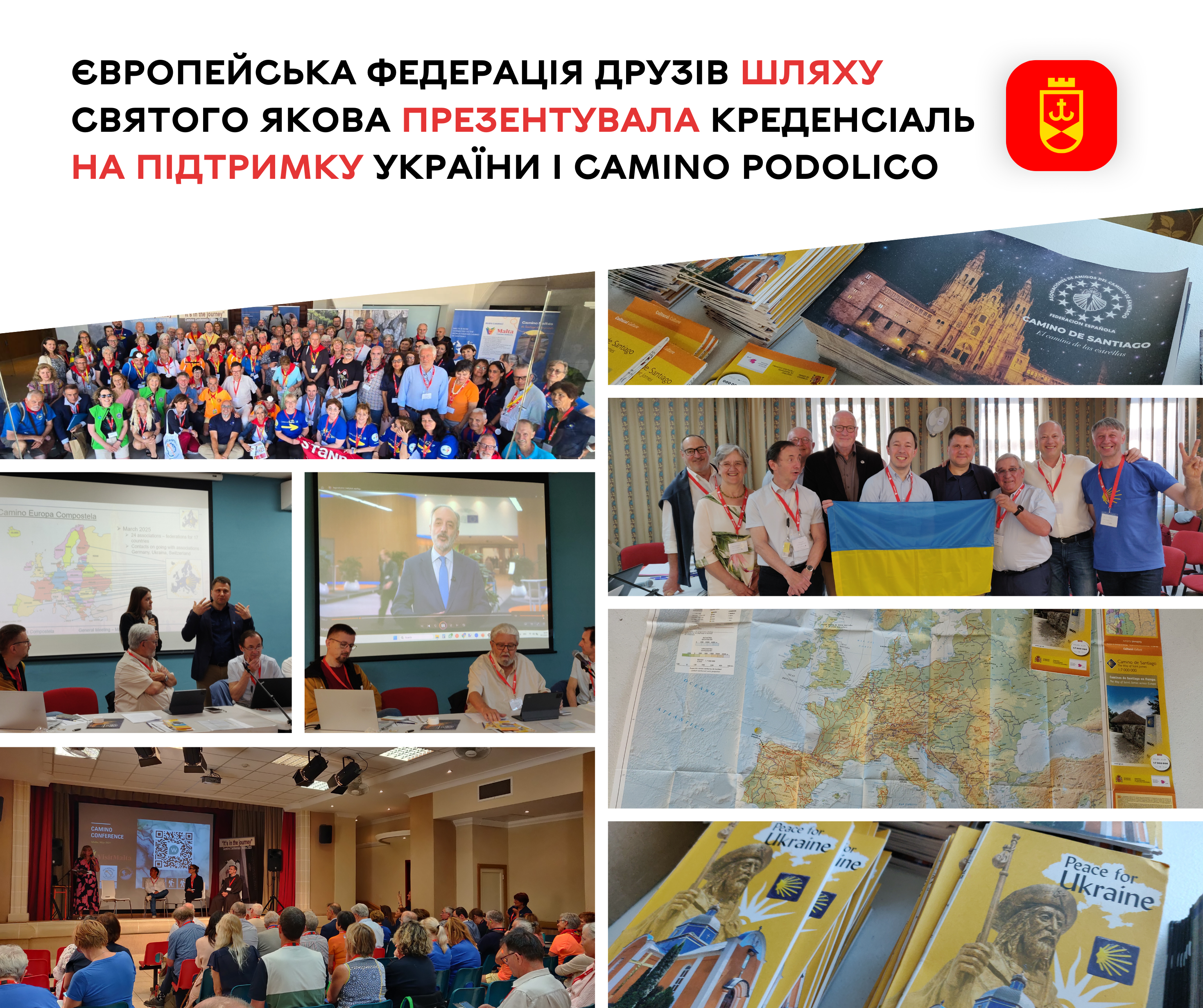 The European Federation of Friends of the Way of St James Presents a Credential in Support of Ukraine and Camino Podolico