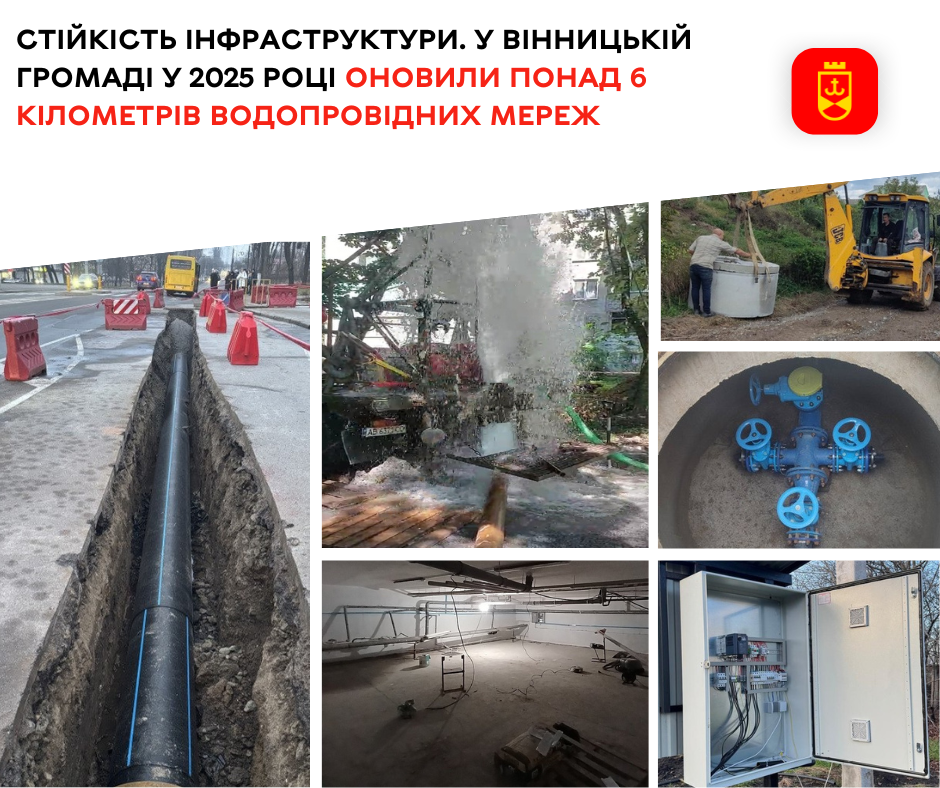 Стійкість інфраструктури. У Вінницькій громаді у 2025 році оновили понад 6 кілометрів водопровідних мереж